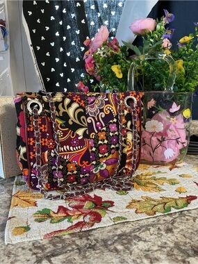 Vera Bradley Quilted Shoulder Bag in Purple Multi Floral Paisley